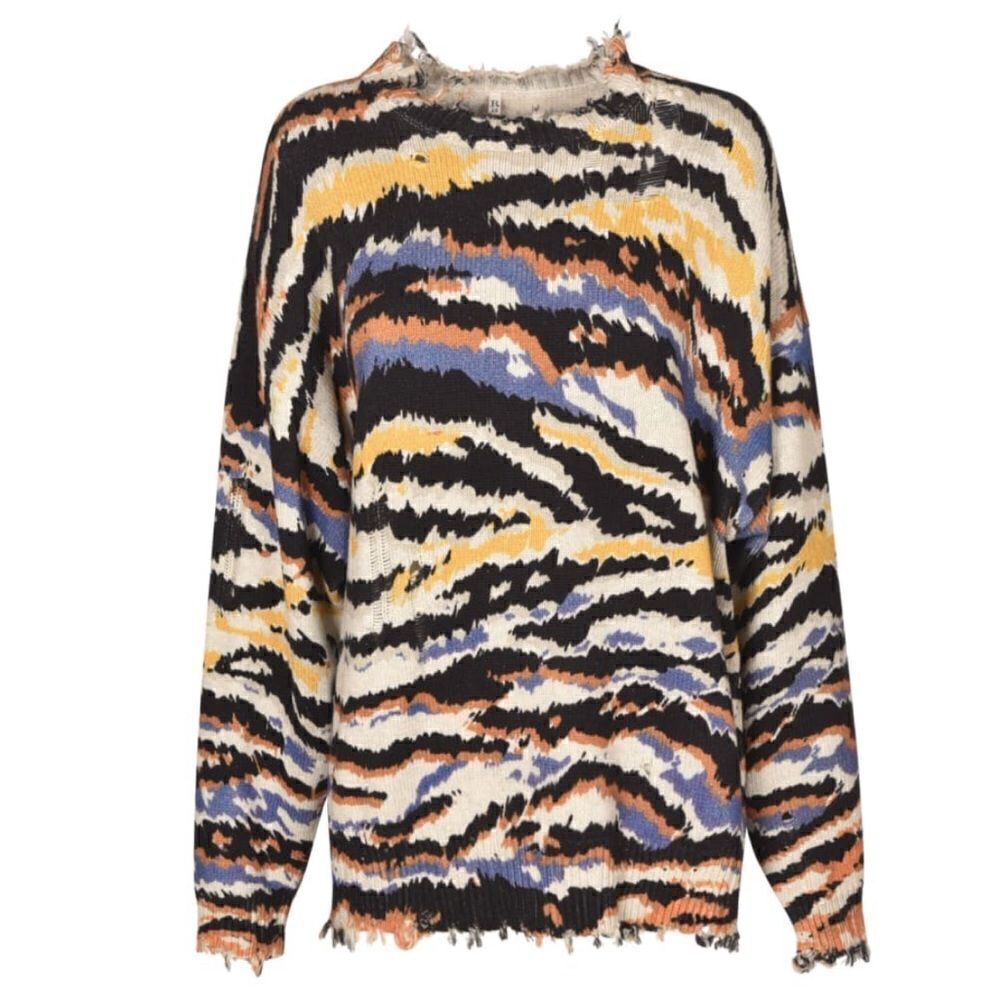 R13 OVERSIZED SWEATER - MULTI ZEBRA XS